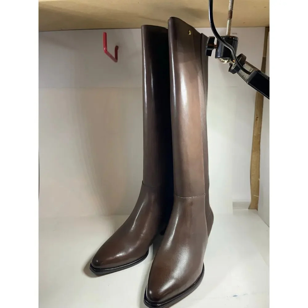 NWT Cole Haan Hallee Stretch Boot Java Leather Womens Size 9 Wide Boots